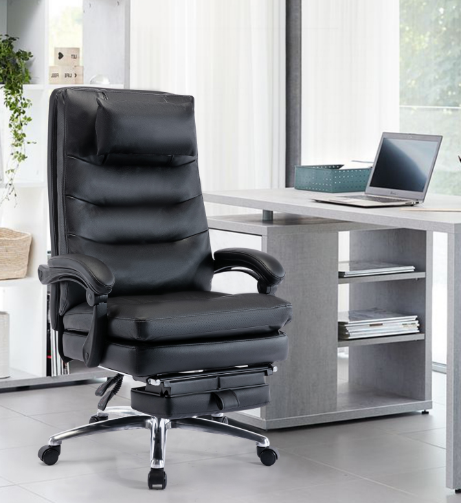 Ultra-Comfort Ergonomic Leather Executive Office Chair with Footrest, BF26021