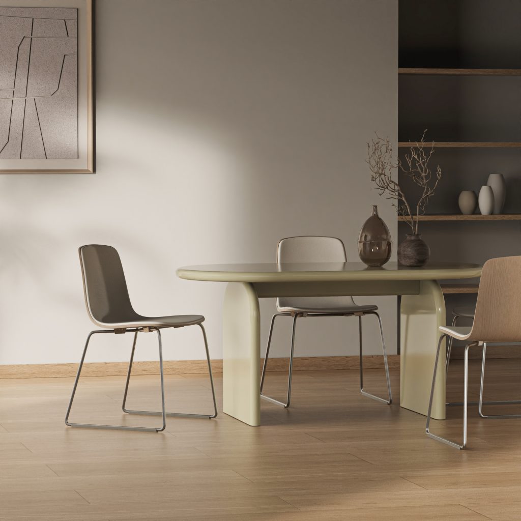 Mid-Century Oval MDF PU Paint Dining Table, BF26102