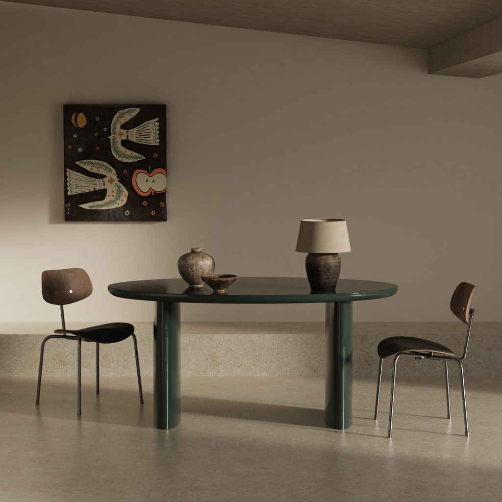Mid-Century Oval MDF PU Paint Dining Table, BF26101