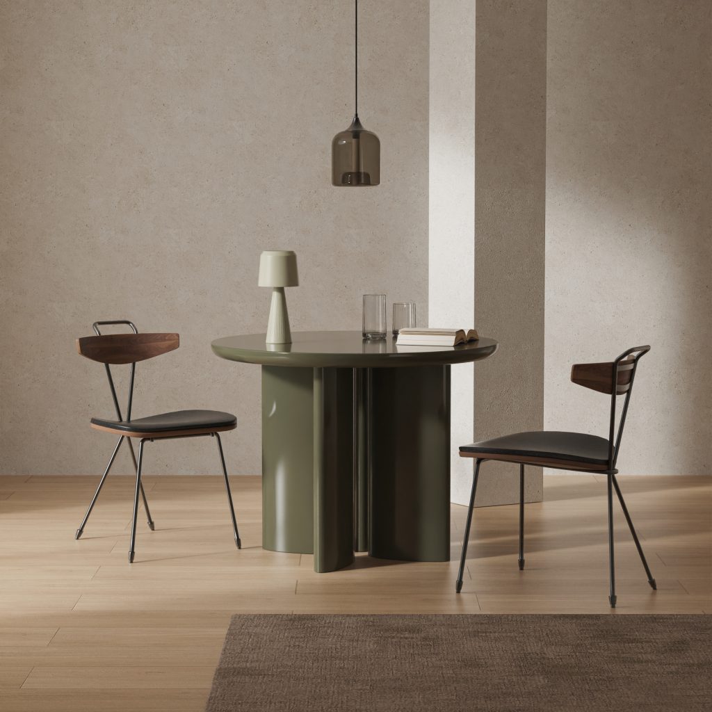 Multi-Pillar Round MDF PU Paint Dining Table, 26100